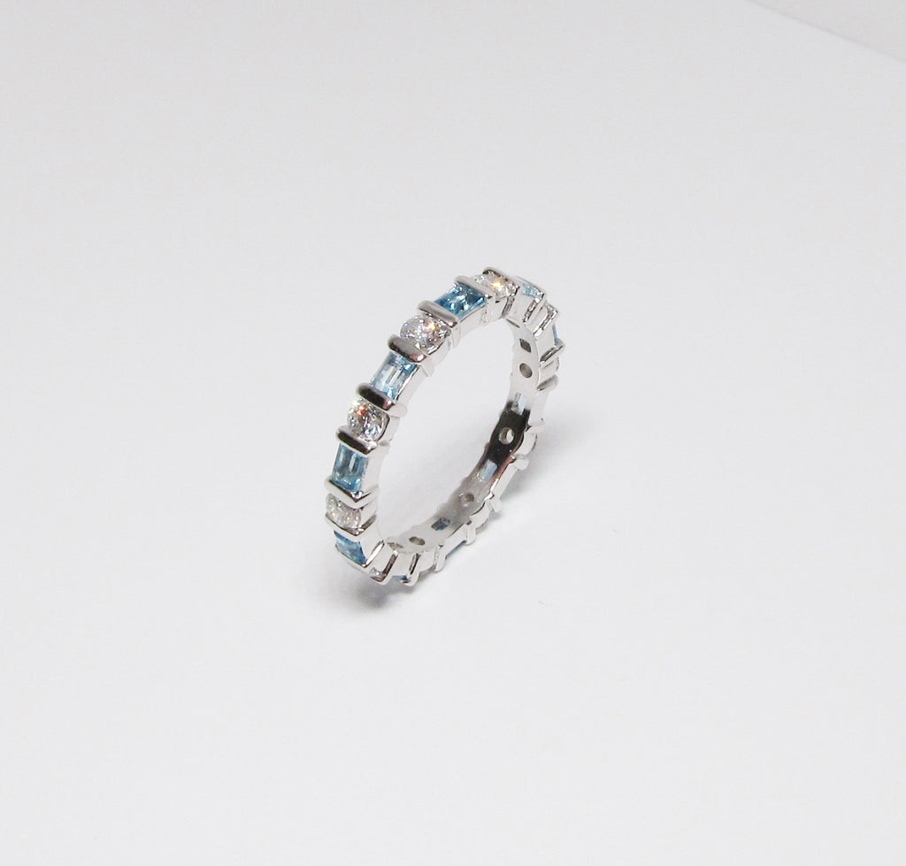 Blue Topaz & Diamond Eternity Band