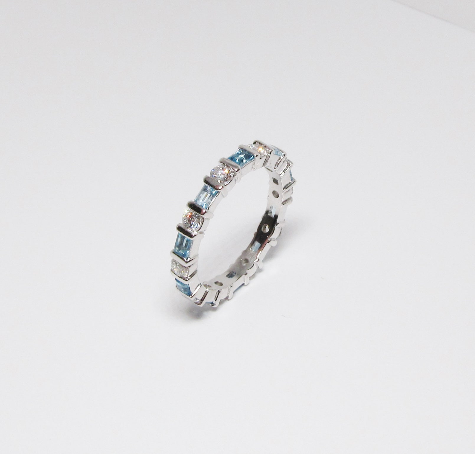 Blue Topaz & Diamond Eternity Band