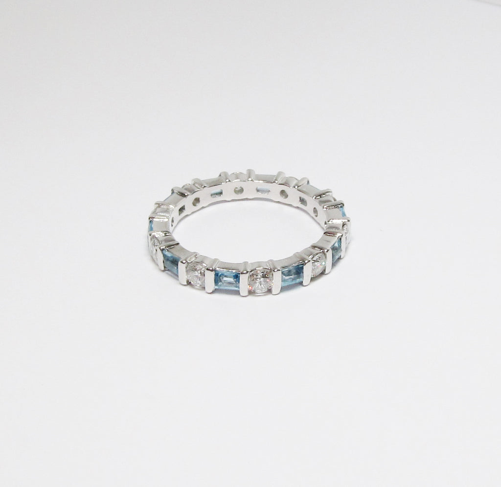 Blue Topaz & Diamond Eternity Band