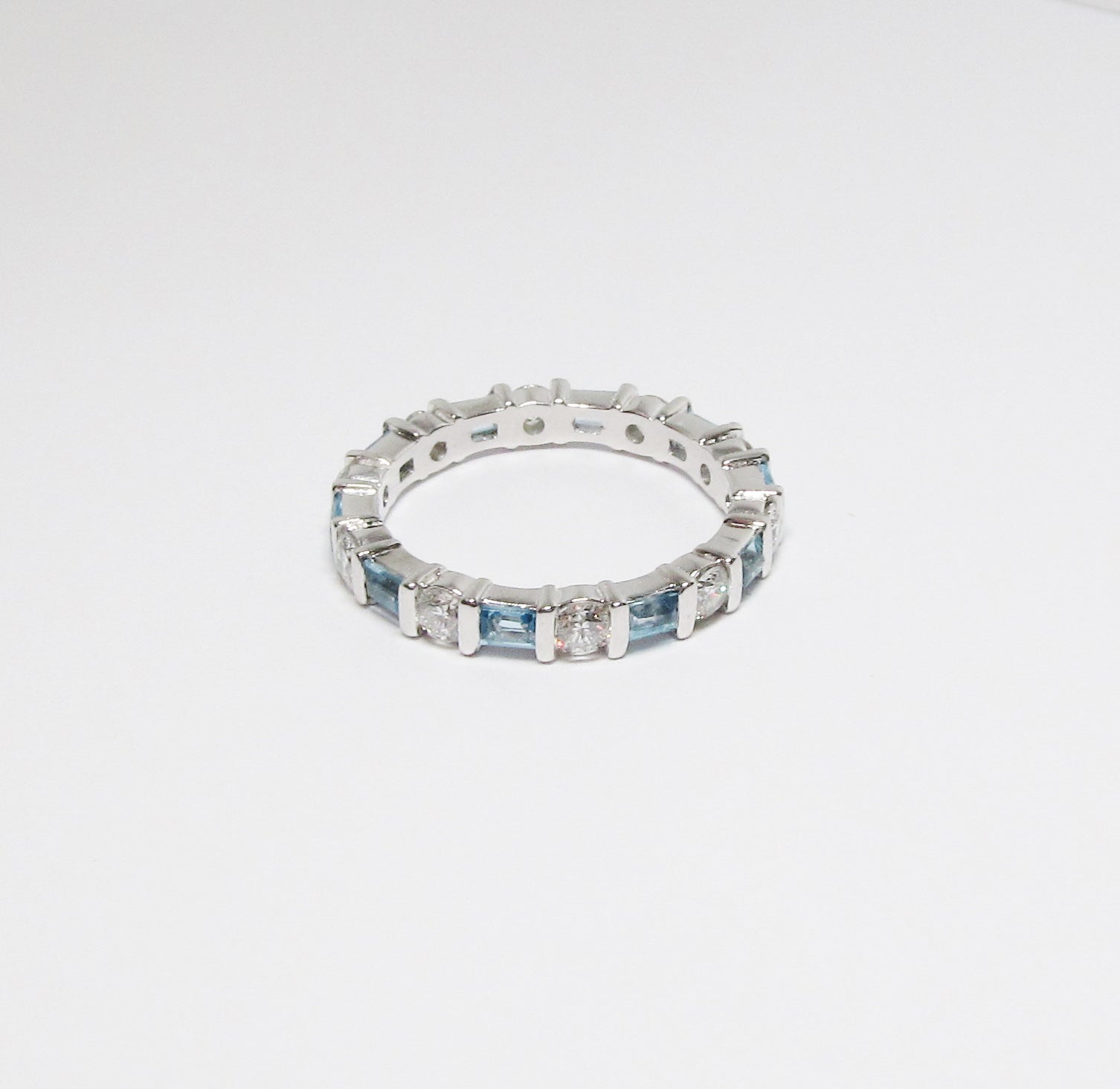Blue Topaz & Diamond Eternity Band