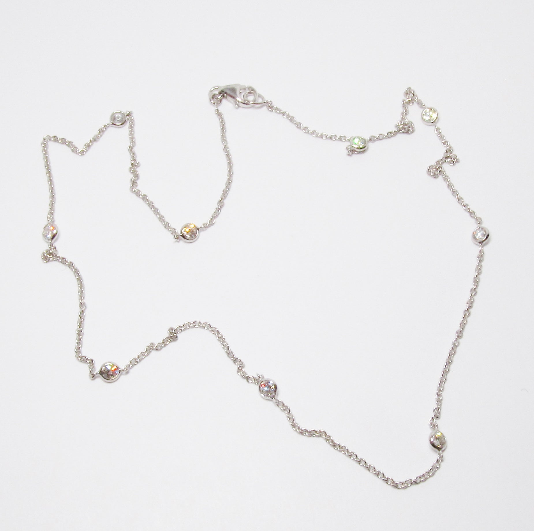 14k White Gold Diamond-By-The-Yard Necklace