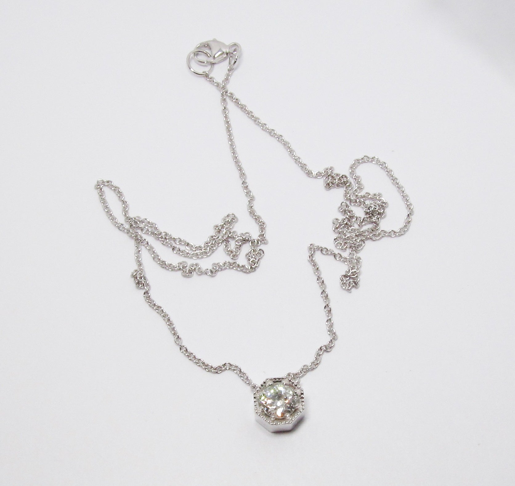 14k White Gold Diamond Pendant with Chain