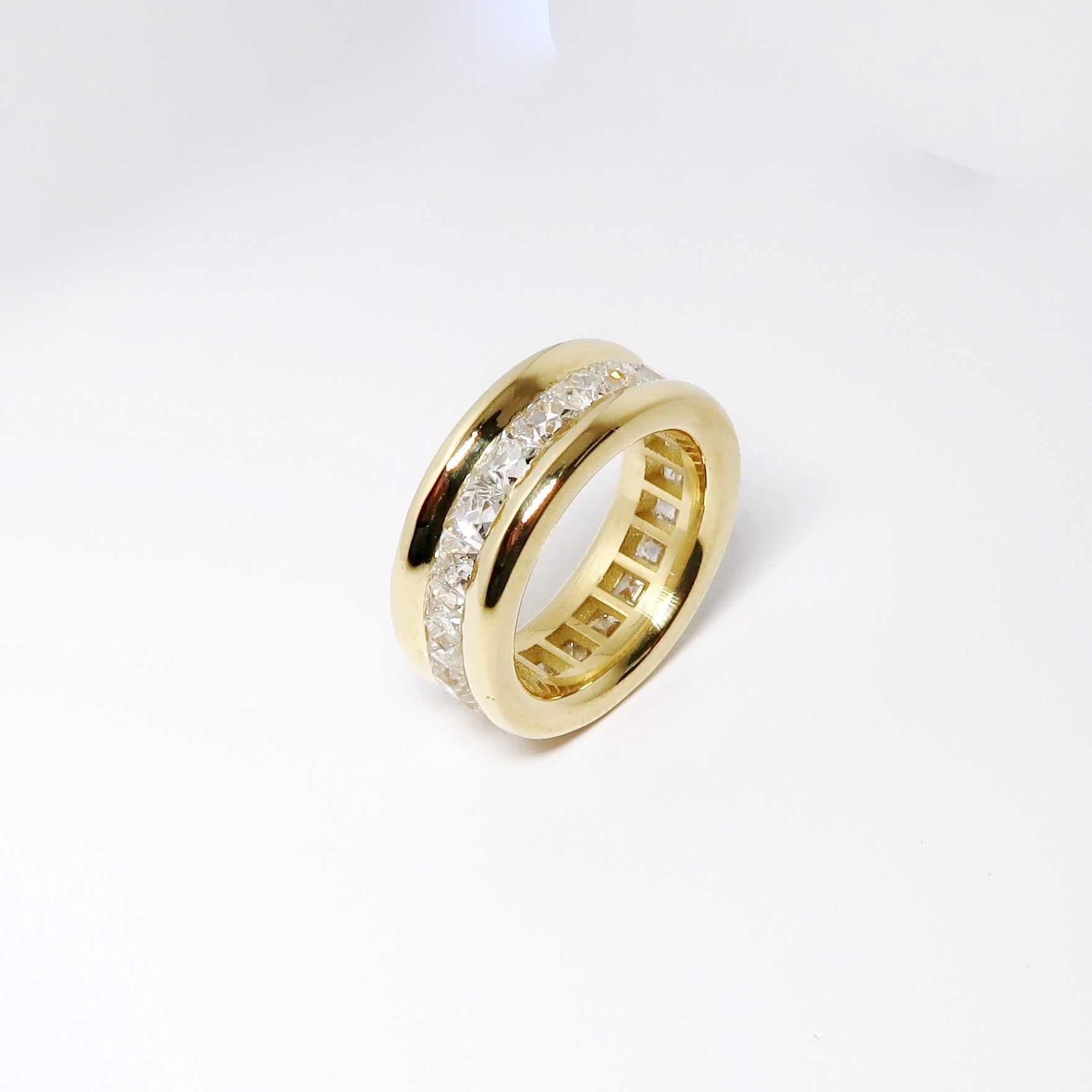 18k Yellow Gold Square Cut Diamond Eternity Wide Band