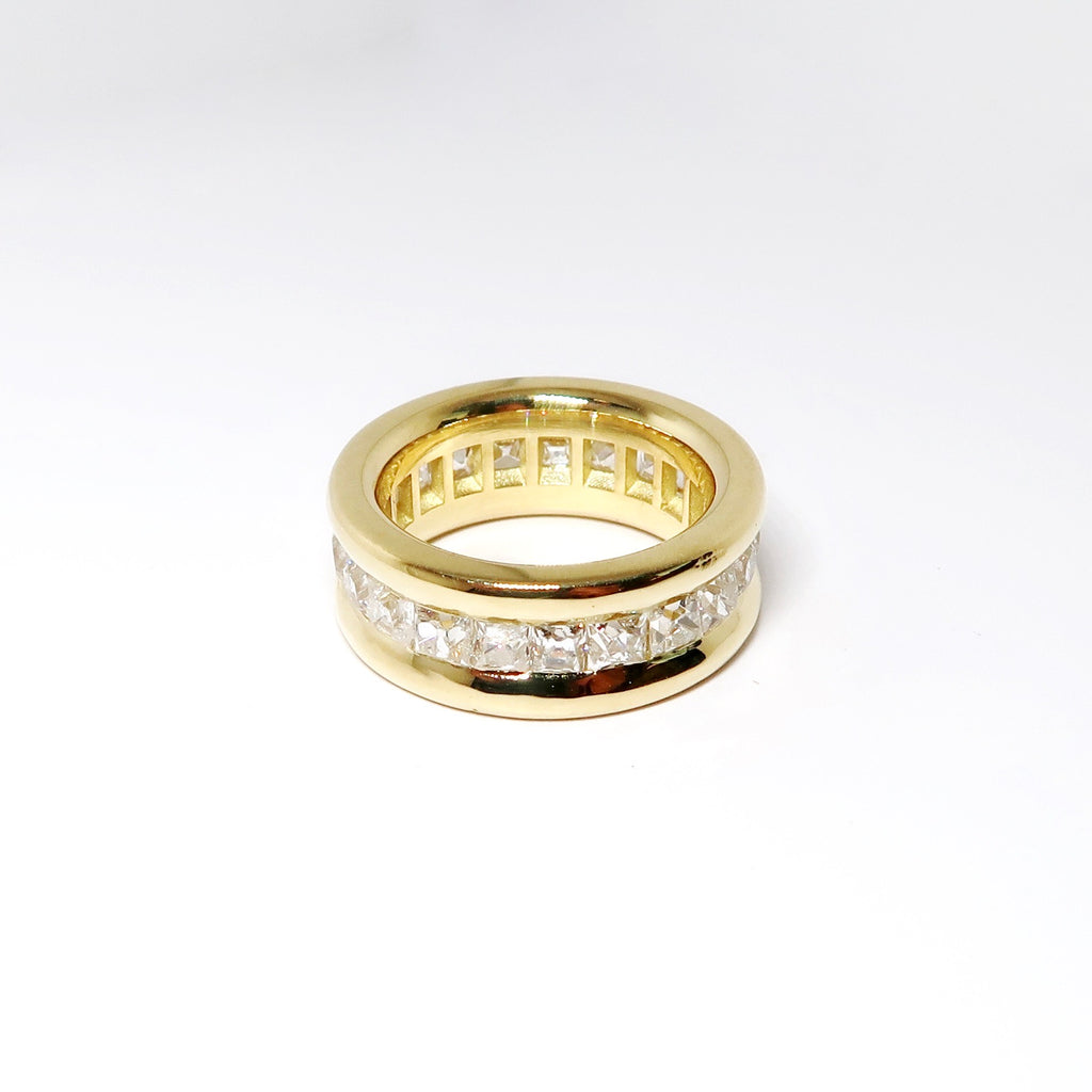 18k Yellow Gold Square Cut Diamond Eternity Wide Band