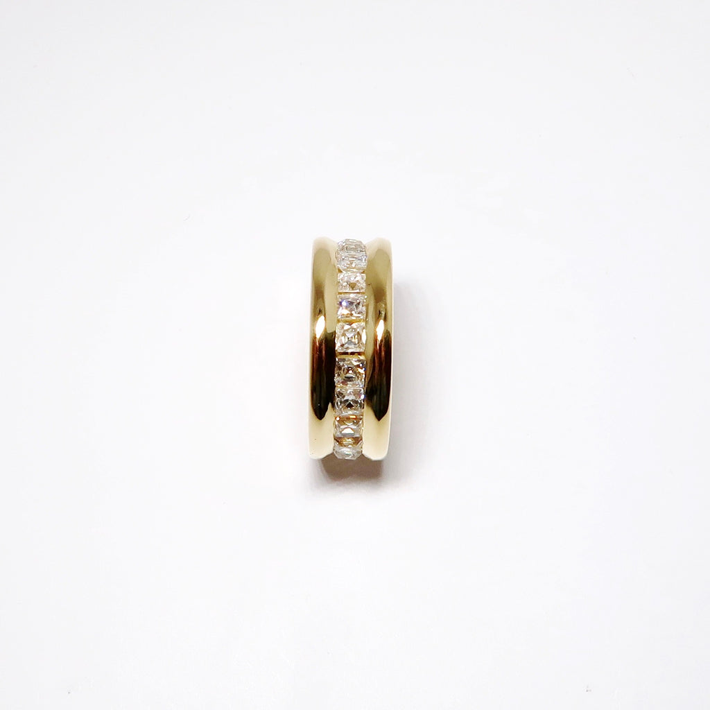 18k Yellow Gold Square Cut Diamond Eternity Wide Band