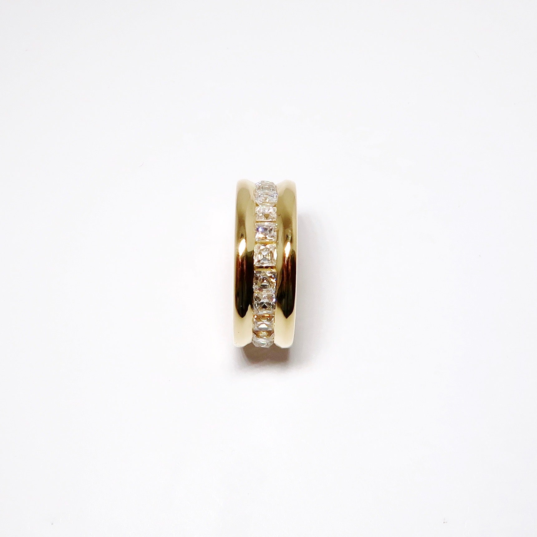 18k Yellow Gold Square Cut Diamond Eternity Wide Band
