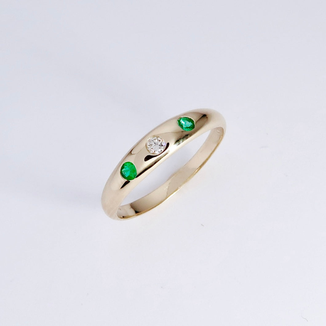 14k Yellow Gold Narrow Gypsy Ring (Available in Emerald & Sapphire)