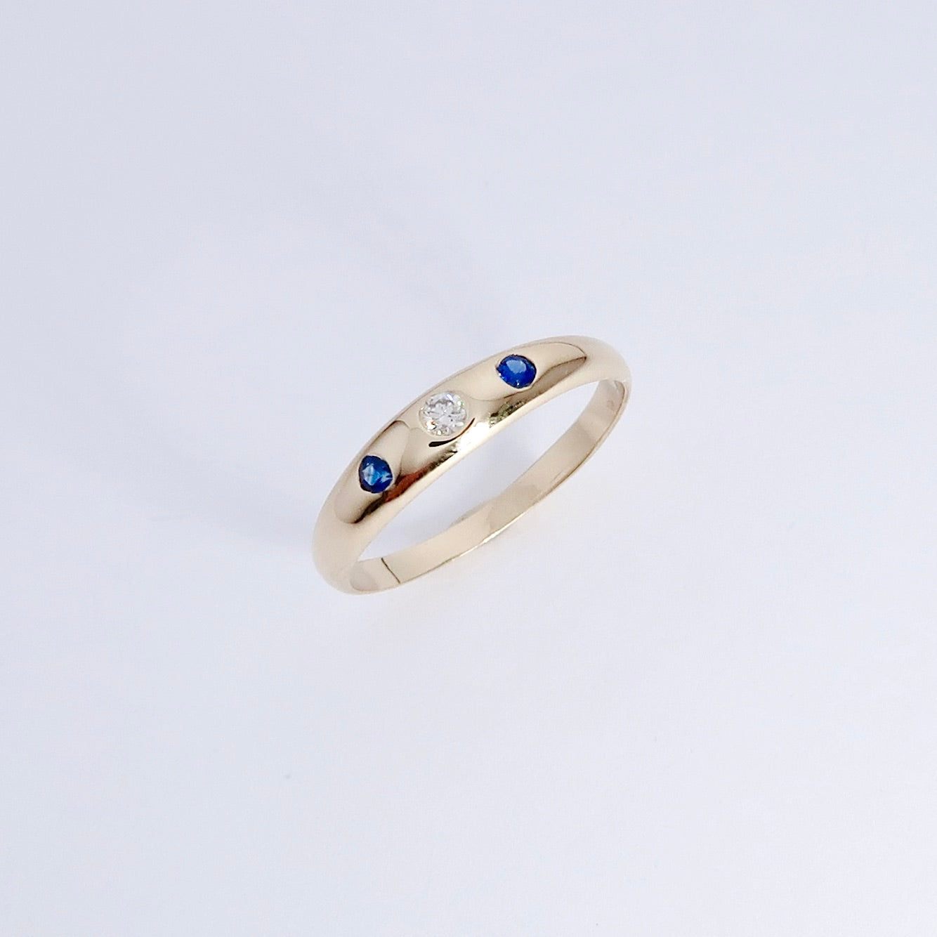 14k Yellow Gold Narrow Gypsy Ring (Available in Emerald & Sapphire)