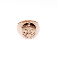 Load image into Gallery viewer, 14k Pink Gold Crest Ring with Engraved Family Crest
