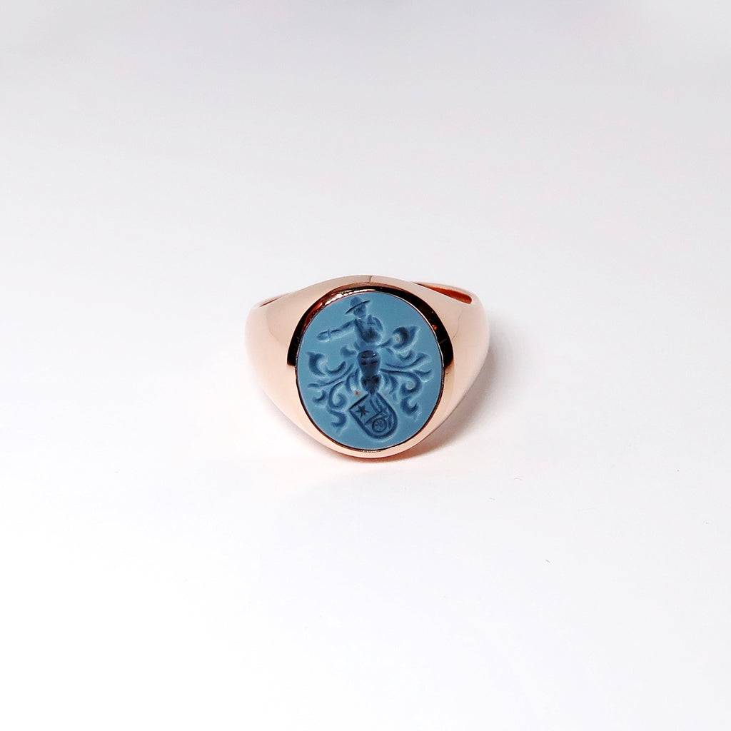 14k Pink Gold Crest Ring