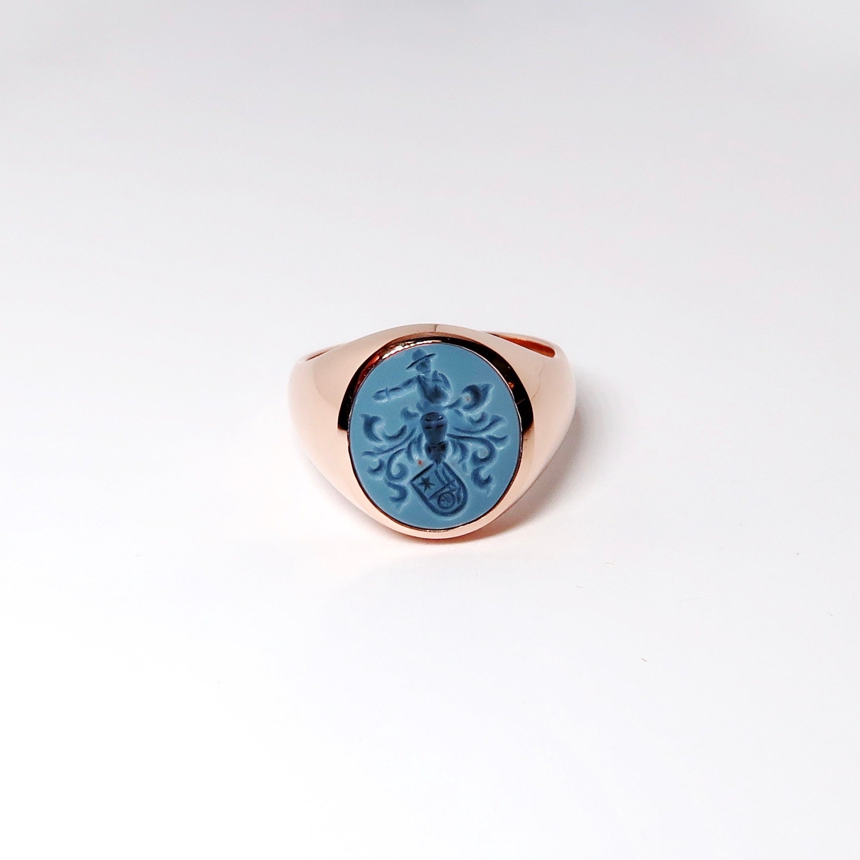 14k Pink Gold Crest Ring