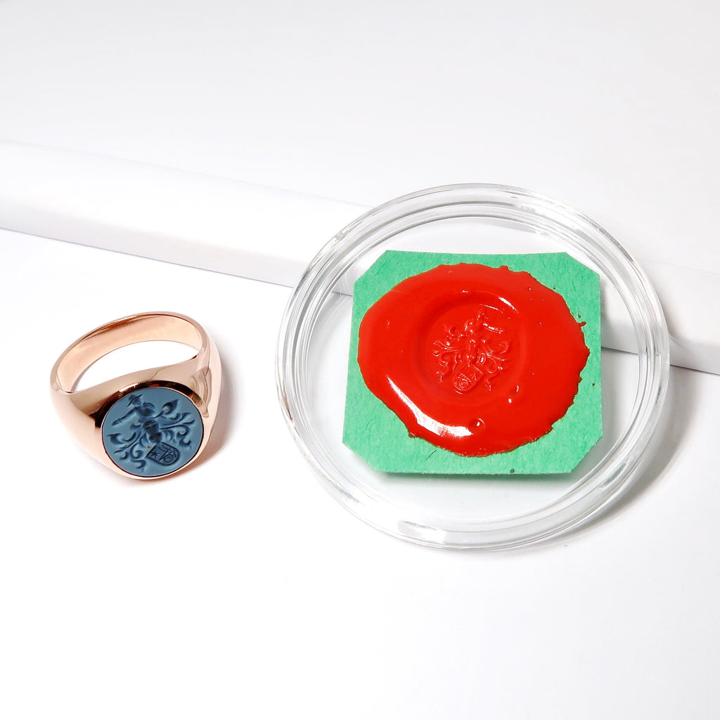 14k Pink Gold Crest Ring