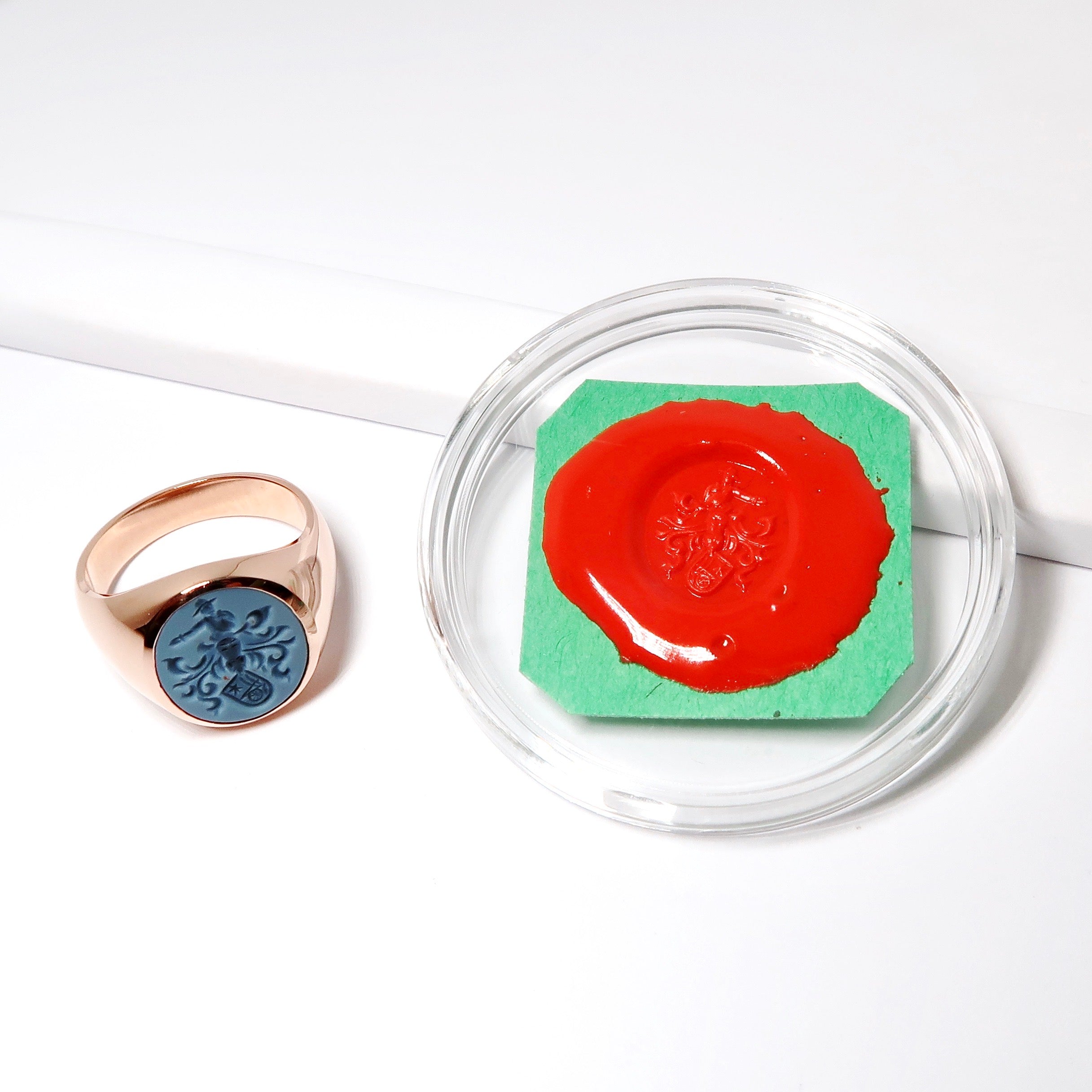 14k Pink Gold Crest Ring