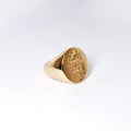 18k Yellow Gold Oval Crest Ring, with Engraved Family Crest