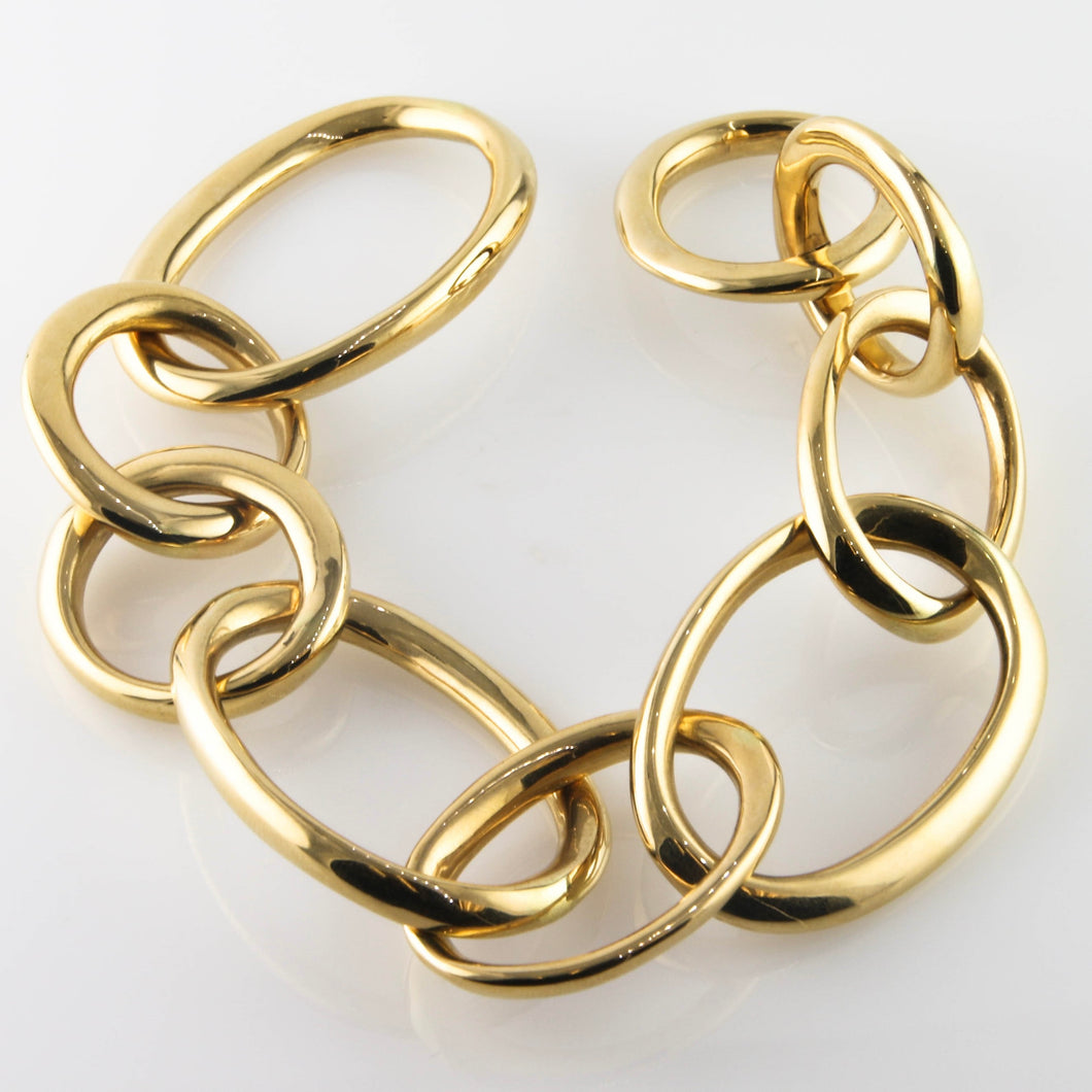 18k Yellow Gold Oval and Circle Link Bracelet