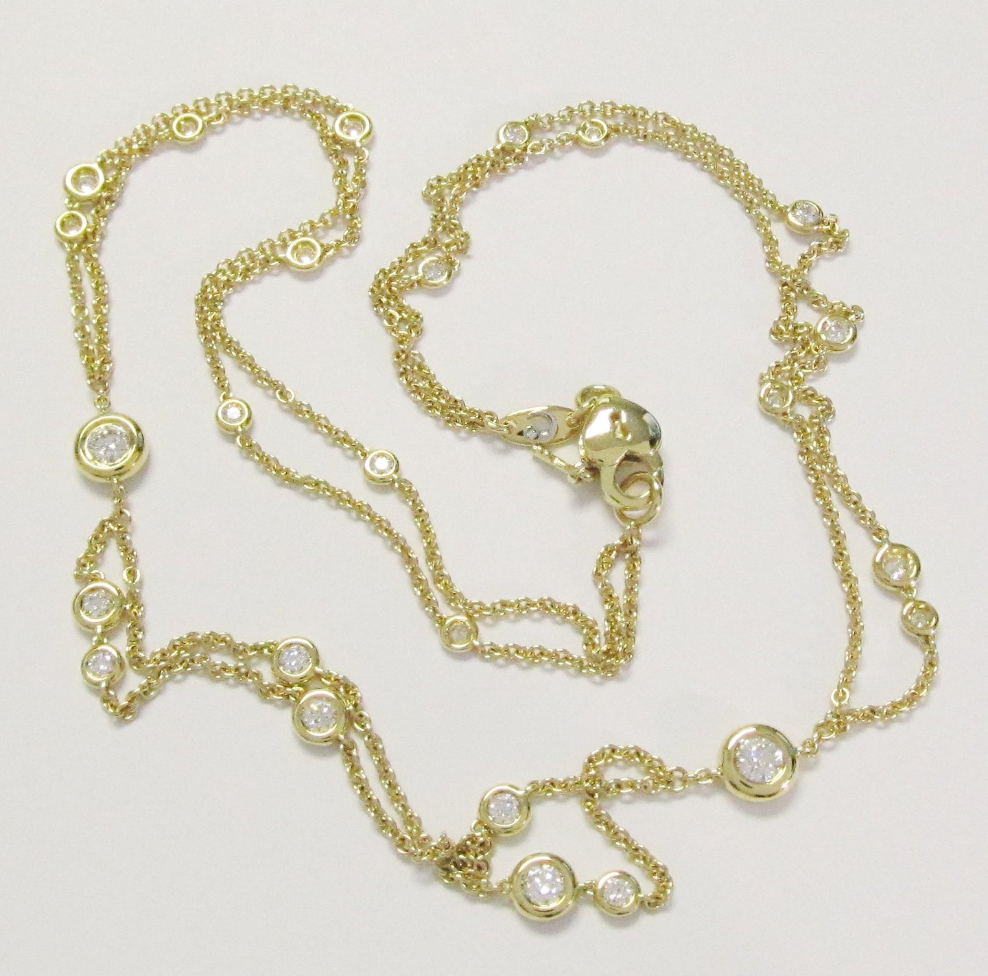 18k Yellow Gold Double-Stranded Diamond Necklace