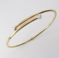 18k Yellow Gold Bangle with 2 Round Diamonds
