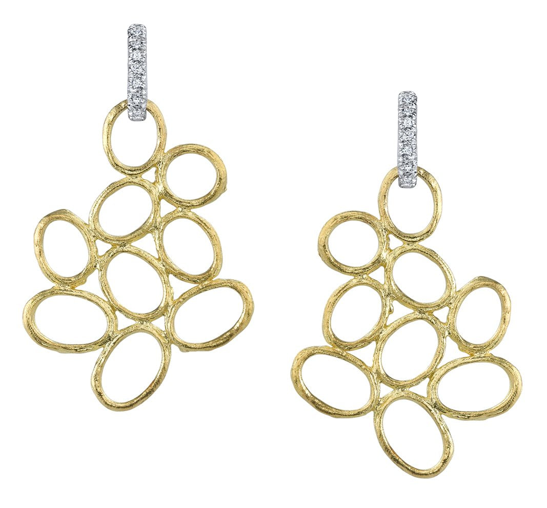 19k Yellow Gold Free Form Open Olive Branch Earrings