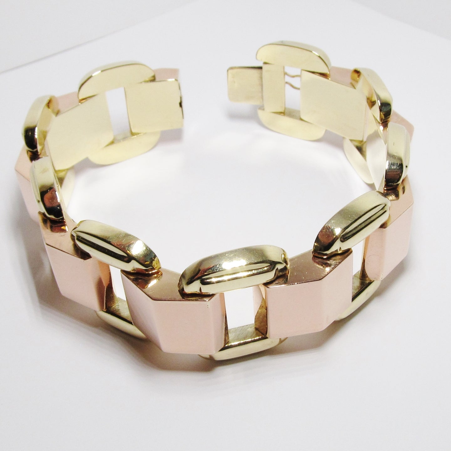 18k Yellow Gold & Pink Gold Retro Hollow Bracelet