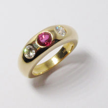 Load image into Gallery viewer, 18k Yellow Gold Ruby &amp; Diamond Gypsy Ring
