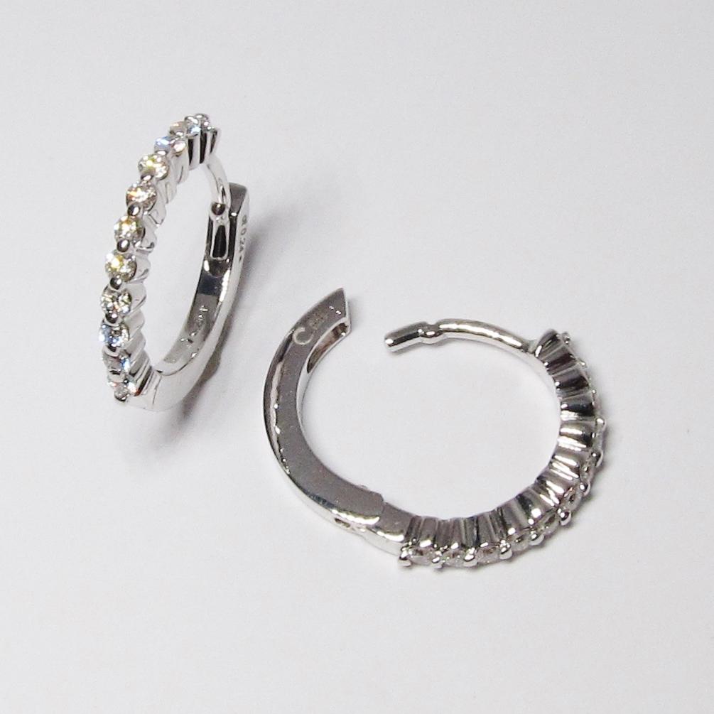 18k White Gold Diamond Small Hoop Earrings