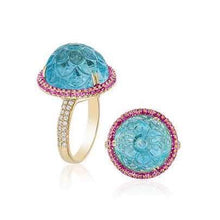 Load image into Gallery viewer, Aqua Ring With Pink Sapphire and Diamonds
