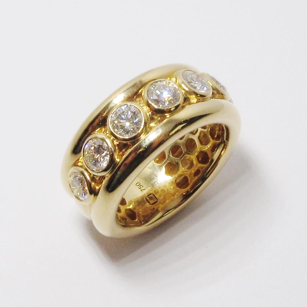 18k Yellow Gold & Diamond Wide Ring