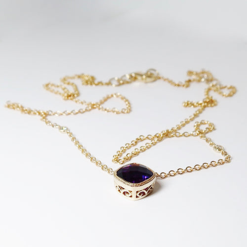 14k Yellow Gold Amethyst Necklace