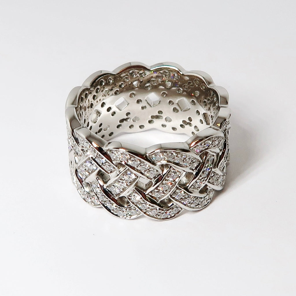 Basket-weave Round Diamond Eternity Band