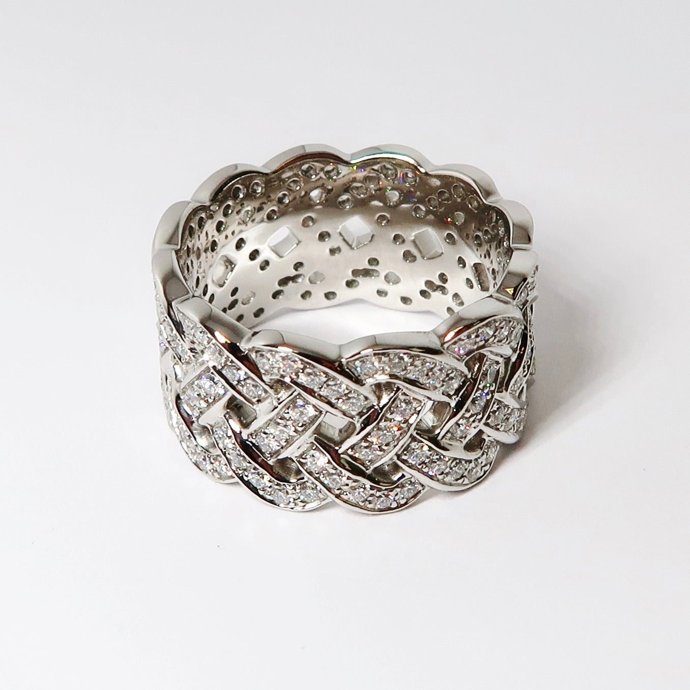 Basket-weave Round Diamond Eternity Band