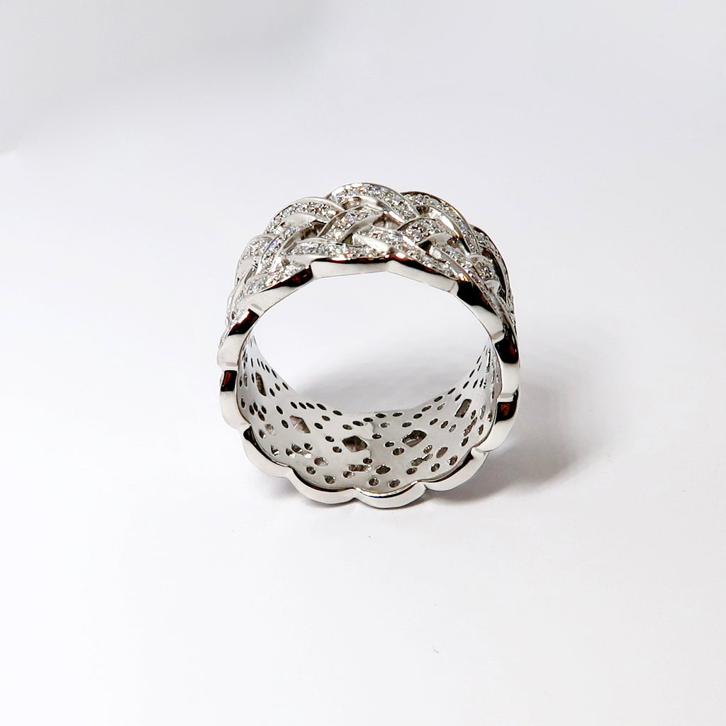 Basket-weave Round Diamond Eternity Band