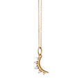 18k Yellow Gold Mini Moon Pendant w/ White Diamond Accents