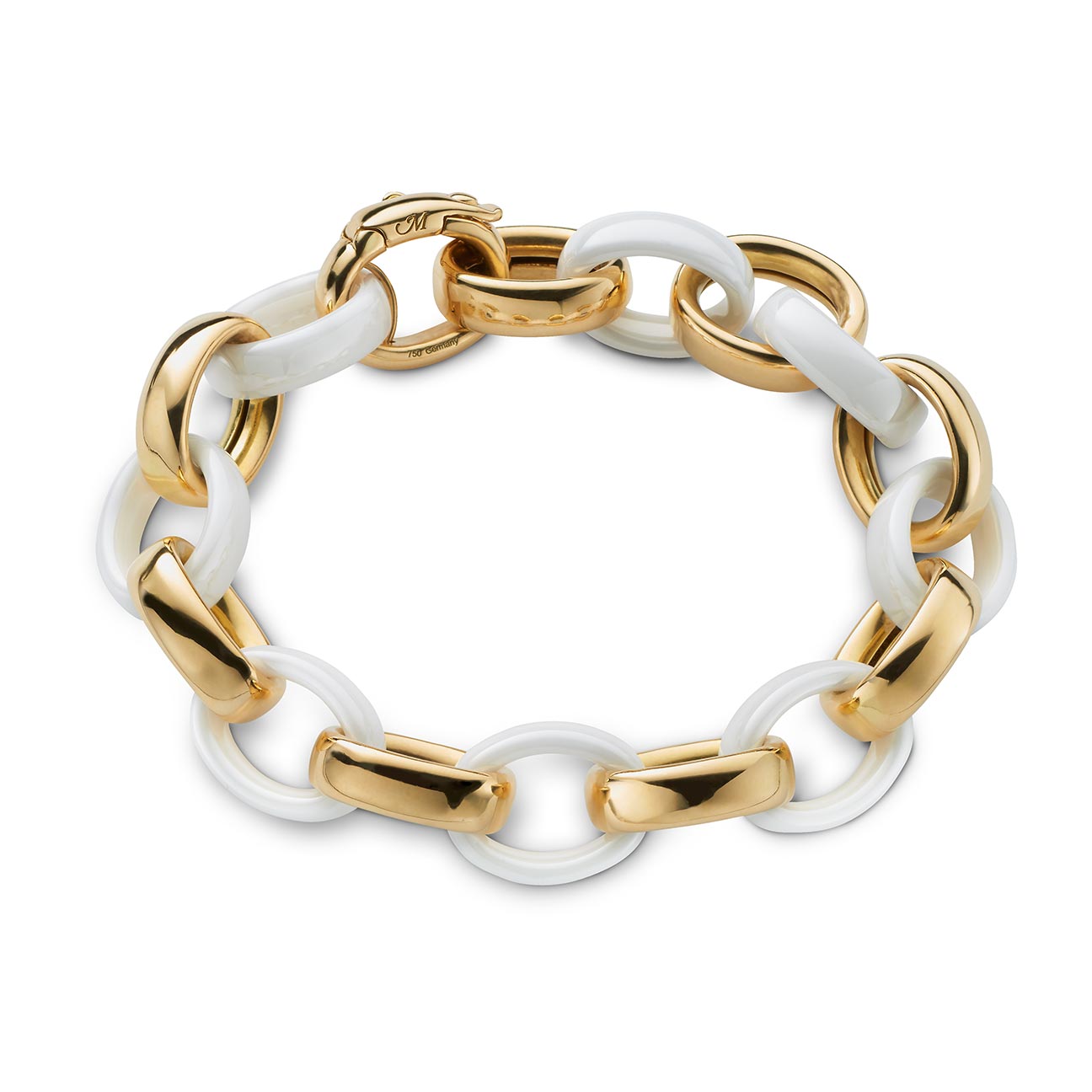 18k Yellow Gold & White Ceramic Chain