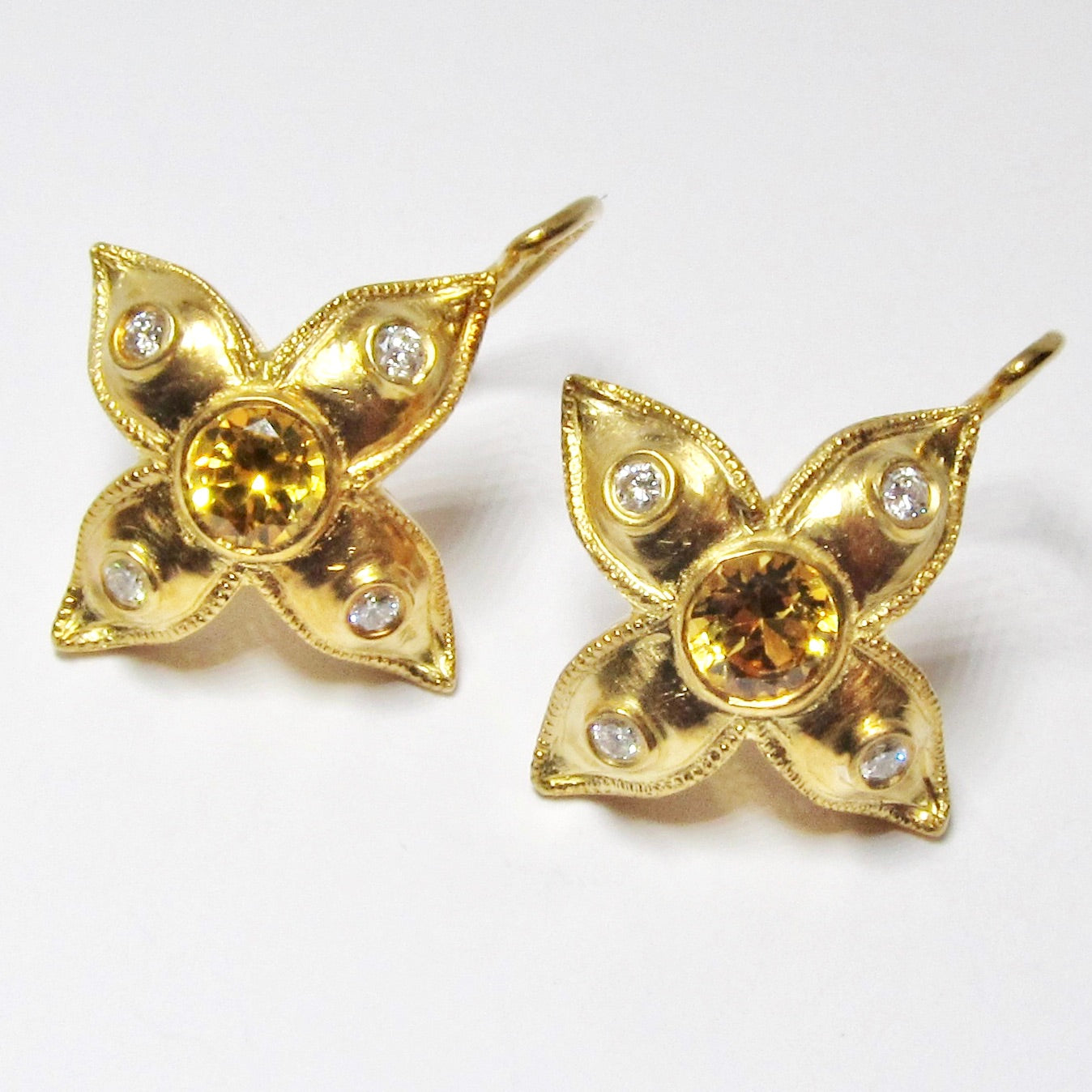 20k Yellow Gold Flower Earrings