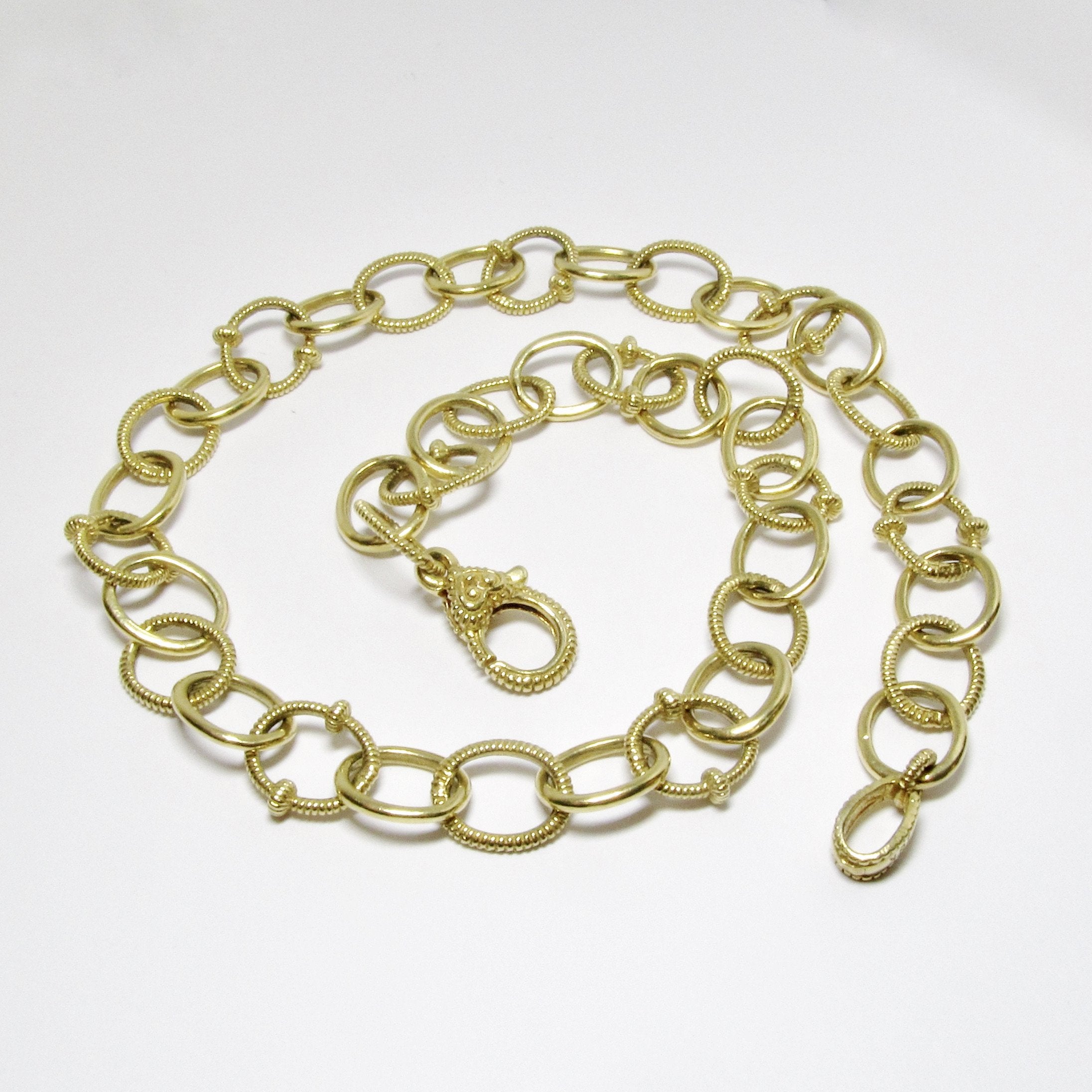 18k Yellow Gold Oval Link Necklace, 16" Length