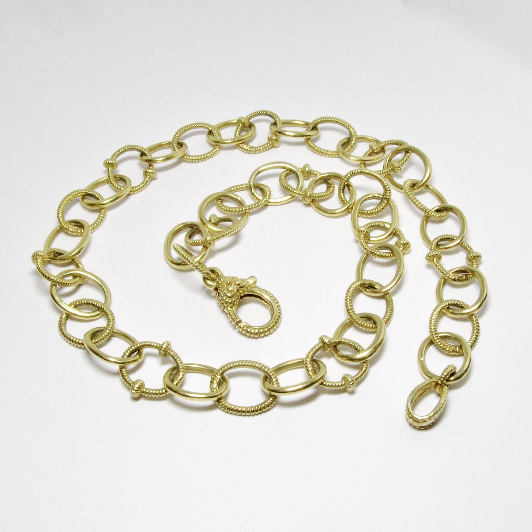 18k Yellow Gold Oval Link Necklace, 16