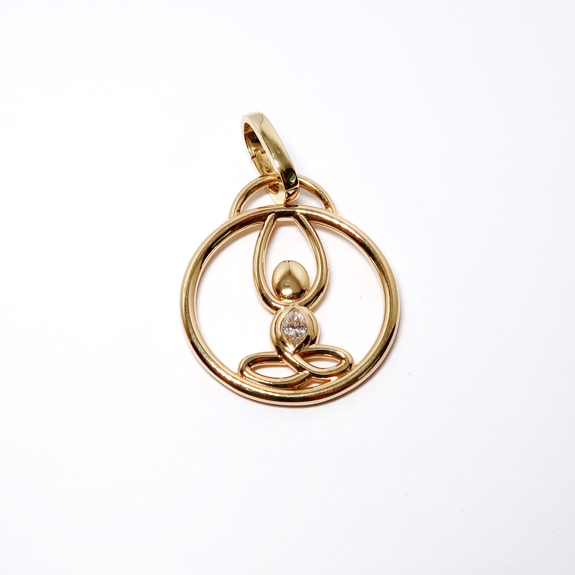 Yellow Gold & Diamond Yoga Charm