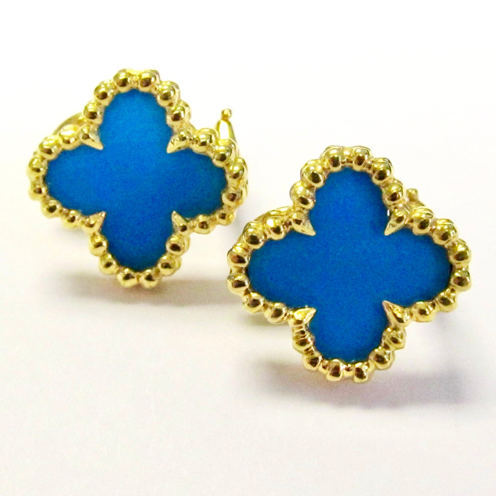 18k Yellow Gold Turquoise Earrings