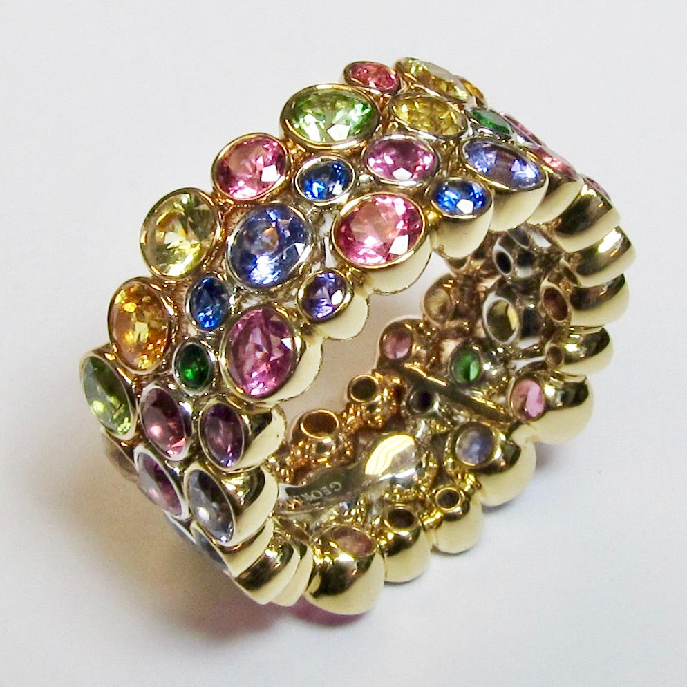 18k Gold Multi-Color Sapphire Ring
