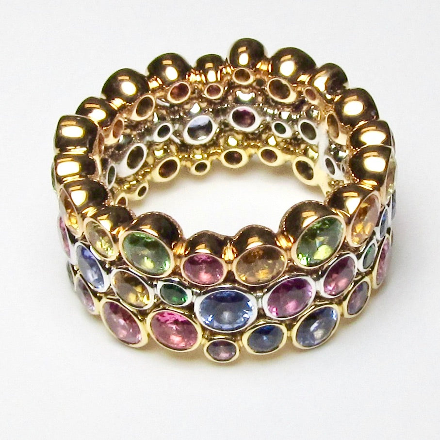 18k Gold Multi-Color Sapphire Ring