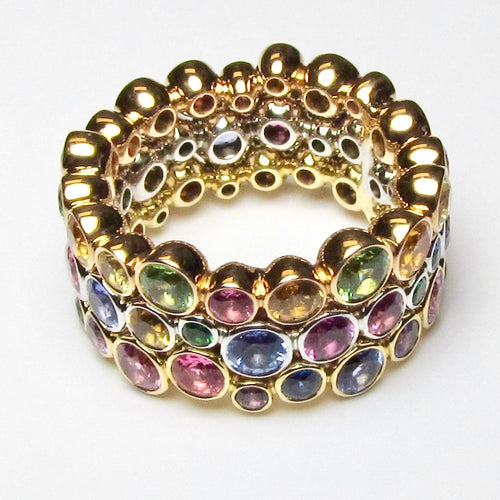 18k Gold Multi-Color Sapphire Ring