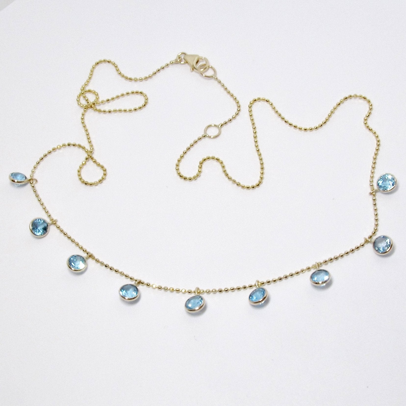 14k Yellow Gold Swiss Blue Topaz Necklace