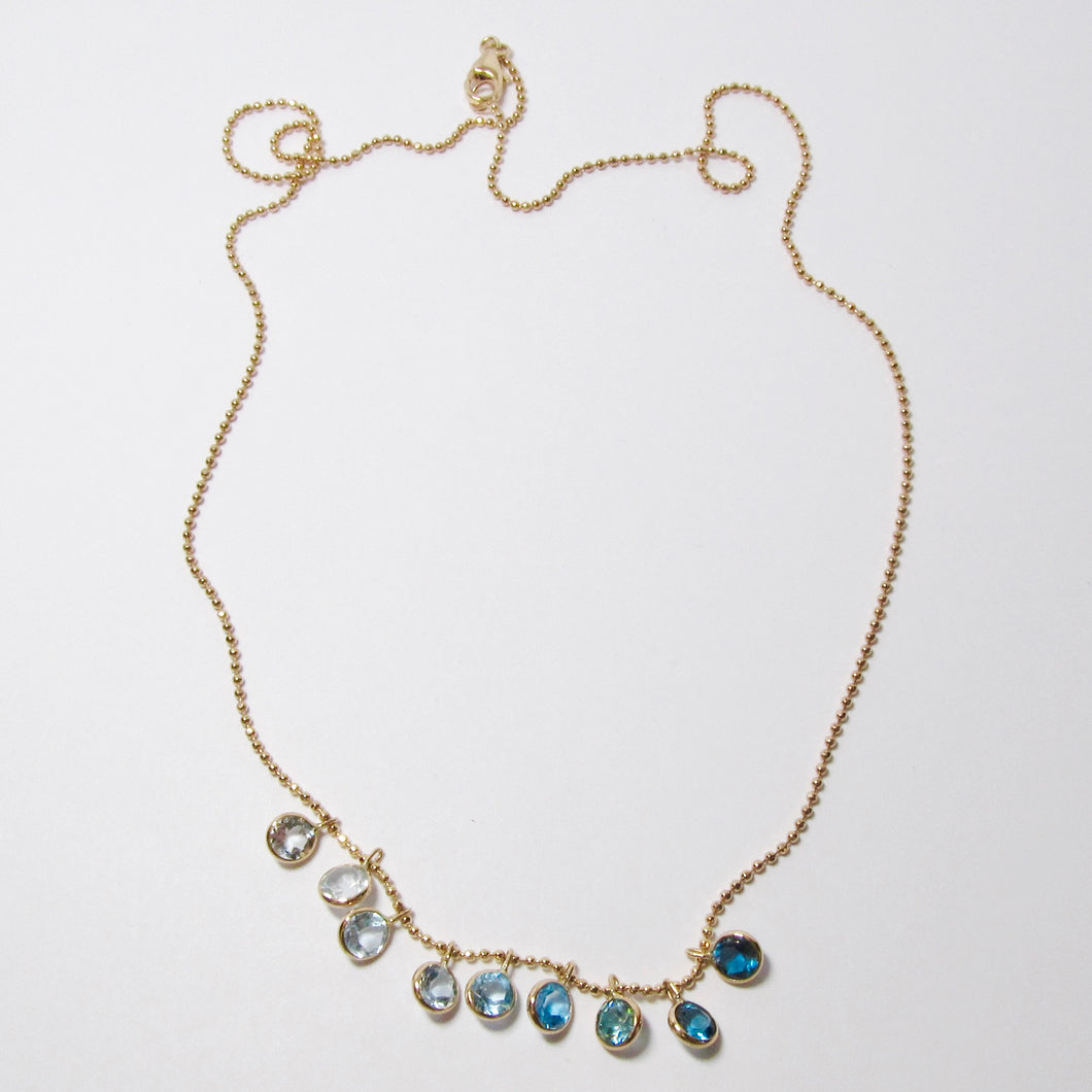 14k Yellow Gold & Blue Topaz Ombre Necklace