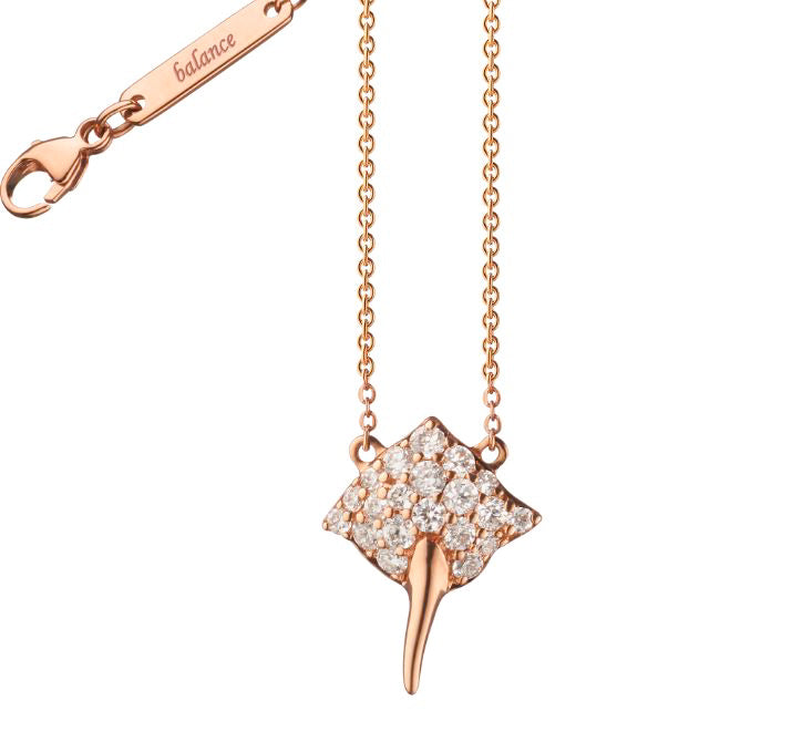 18k Rose Gold Miniature Stingray Charm with Pave Diamond Top