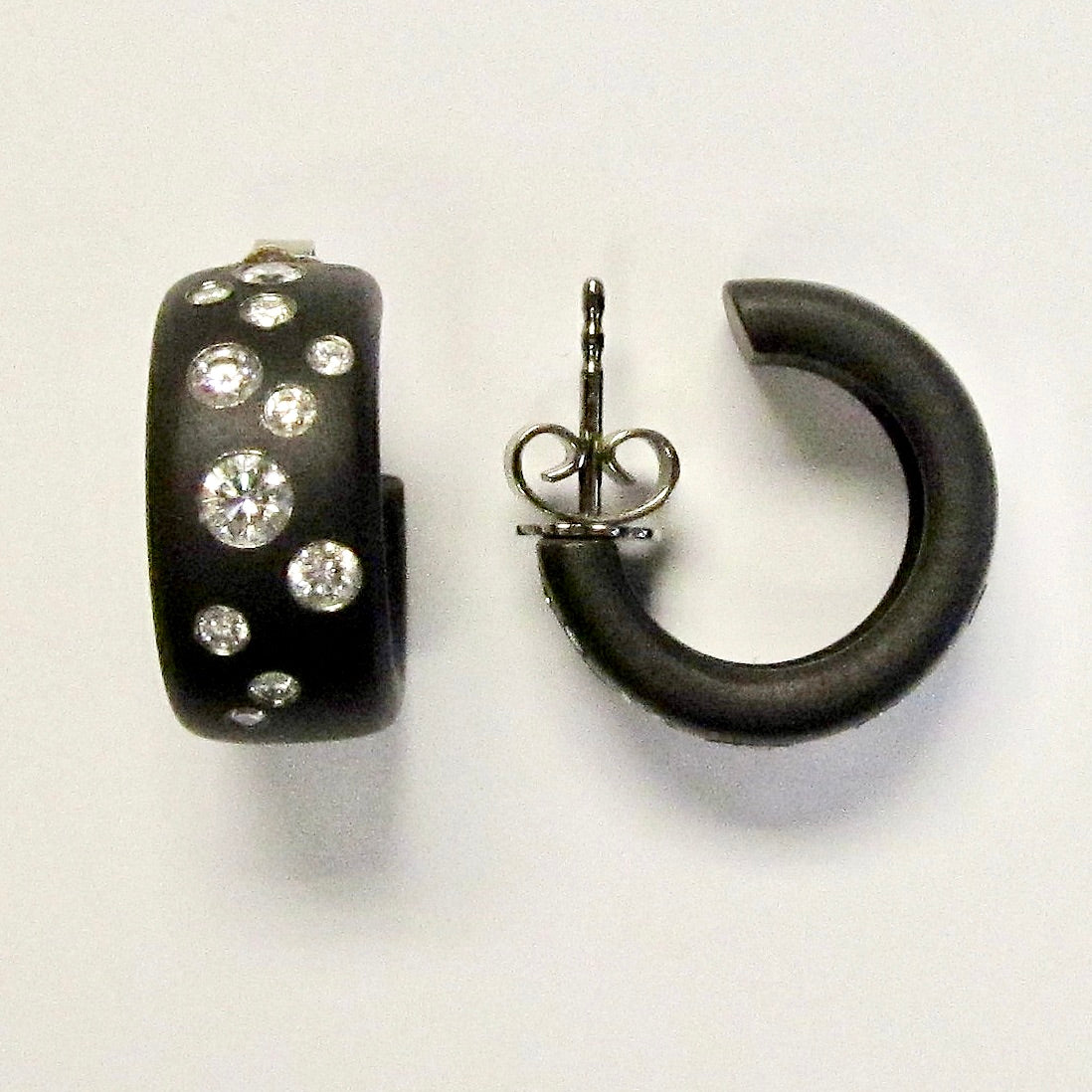 Black Ionized Stainless Steel Earrings