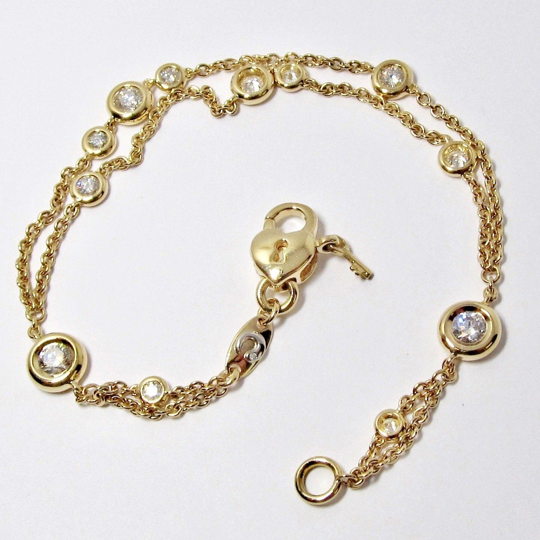 Double-Stranded Diamond Bracelet in 18k Yellow Gold and 18k White Gold