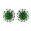 18kt White Gold, Emerald, and Diamond Earrings
