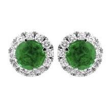 18kt White Gold, Emerald, and Diamond Earrings
