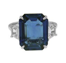 Load image into Gallery viewer, Platinum Emerald Cut Sapphire Ring
