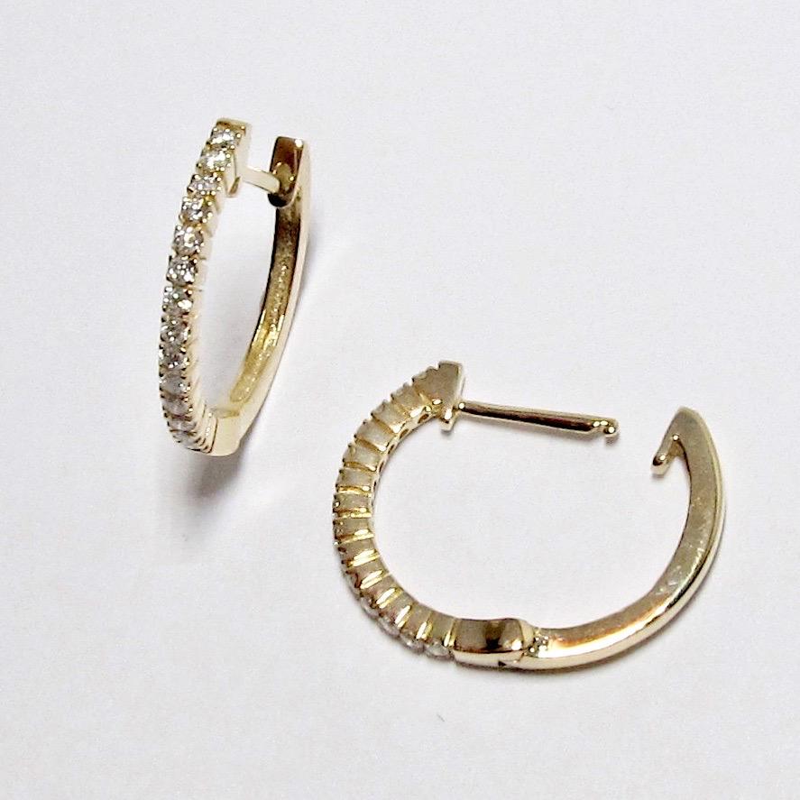 14k Yellow Gold Diamond Hoop Earrings